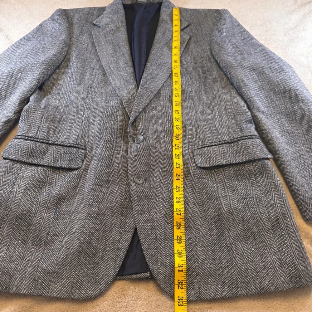 Haggar Wool Herringbone Gentlemen's‎ Fit Blazer Sport Coat Blue Ivy Prep Sz 42L